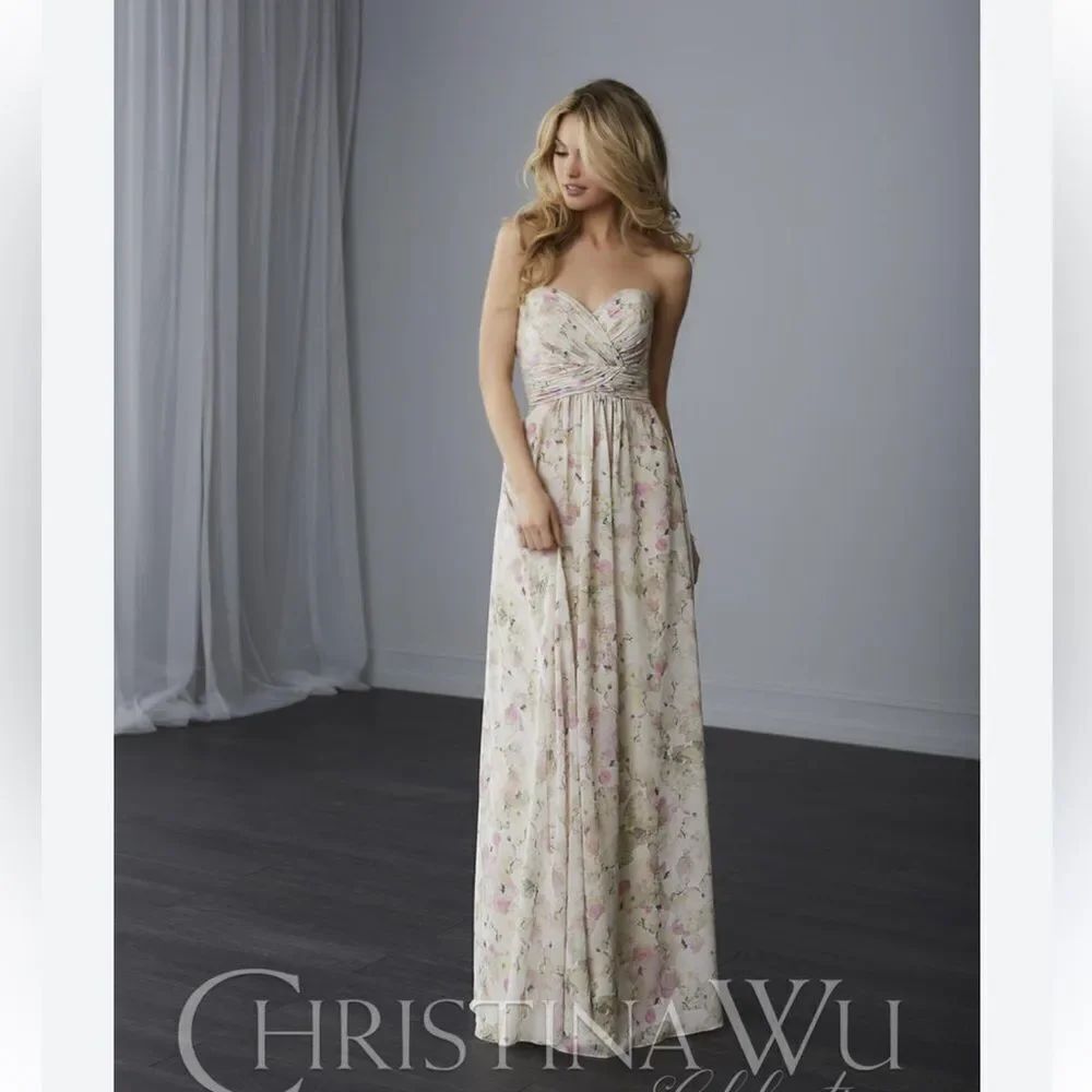 Christina Wu Blush Bouquet Floral Dress Bridesmaid Prom Women’s 14